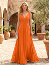 Chiffon A-Line V Neck Pleated Mother of the Bride Dresses