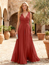 Chiffon A-Line V Neck Pleated Mother of the Bride Dresses