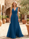 Chiffon A-Line V Neck Pleated Mother of the Bride Dresses