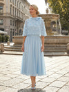 Chiffon A-Line Crew Neck 3D Flowers Mother of the Bride Dresses with Caps