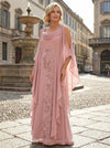 Chiffon A-Line Cowl Neck Embroidery Mother of the Bride Dresses