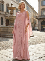 Chiffon A-Line Cowl Neck Embroidery Mother of the Bride Dresses