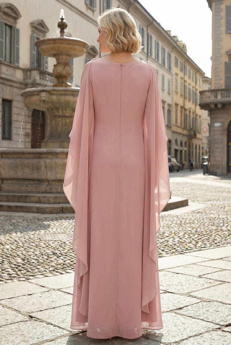 Chiffon A-Line Cowl Neck Embroidery Mother of the Bride Dresses