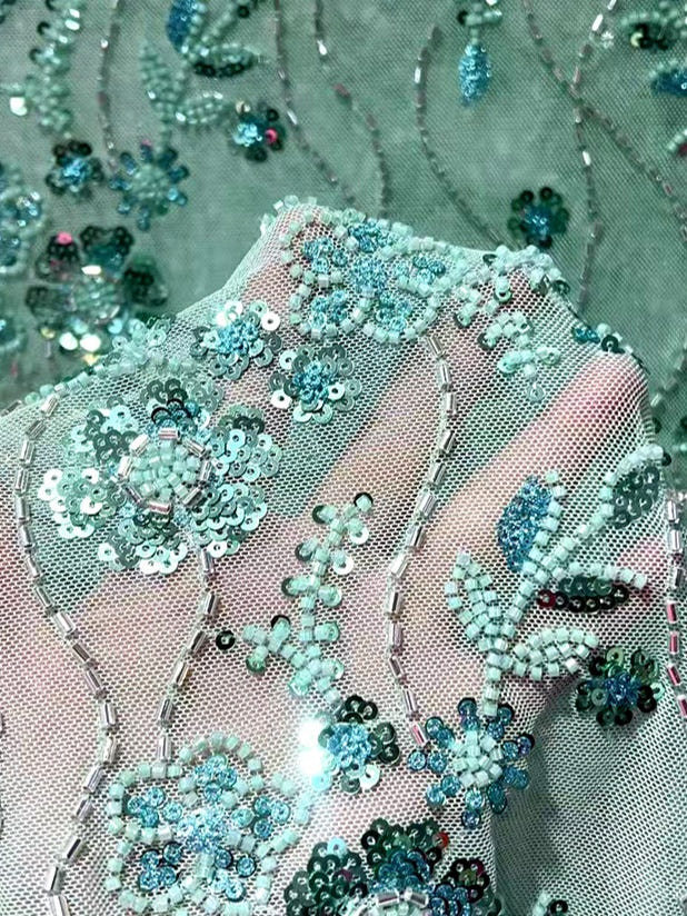 Sequin Embroidery A-Line Crew Neck Embroidery Mother of the Bride Dresses