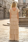 Chiffon A-Line V Neck Tiered Mother of the Bride Dresses