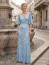 Tulle A-Line V Neck Sequin Mother of the Bride Dresses