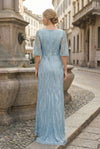 Tulle A-Line V Neck Sequin Mother of the Bride Dresses
