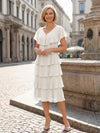 Chiffon A-Line V Neck Tiered Mother of the Bride Dresses