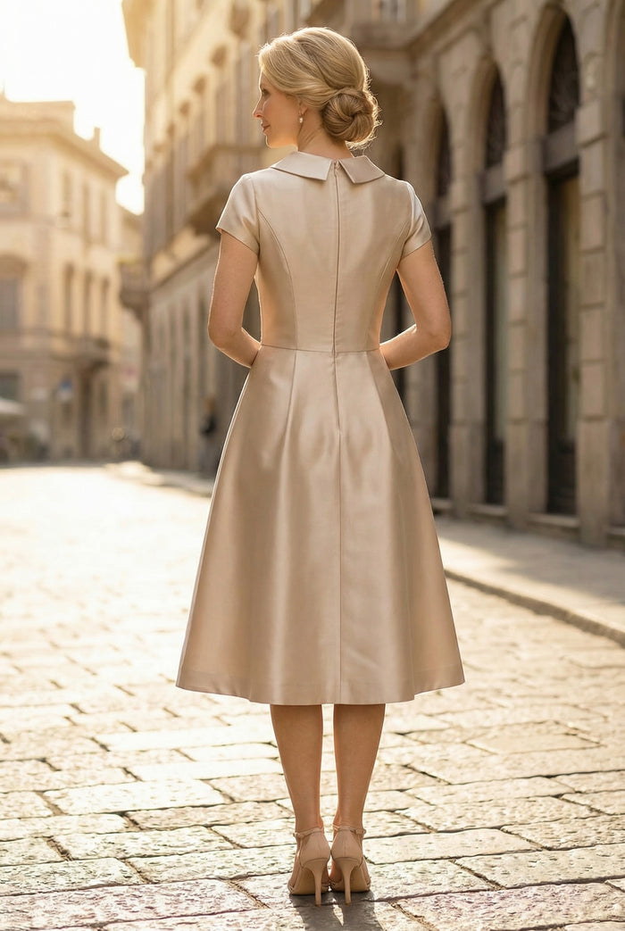 Satin A-Line Crew Neck Bow Mother of the Bride Dresses
