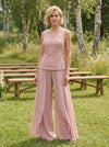 Chiffon V Neck Sequin 3 Pieces Mother of the Bride Pantsuits