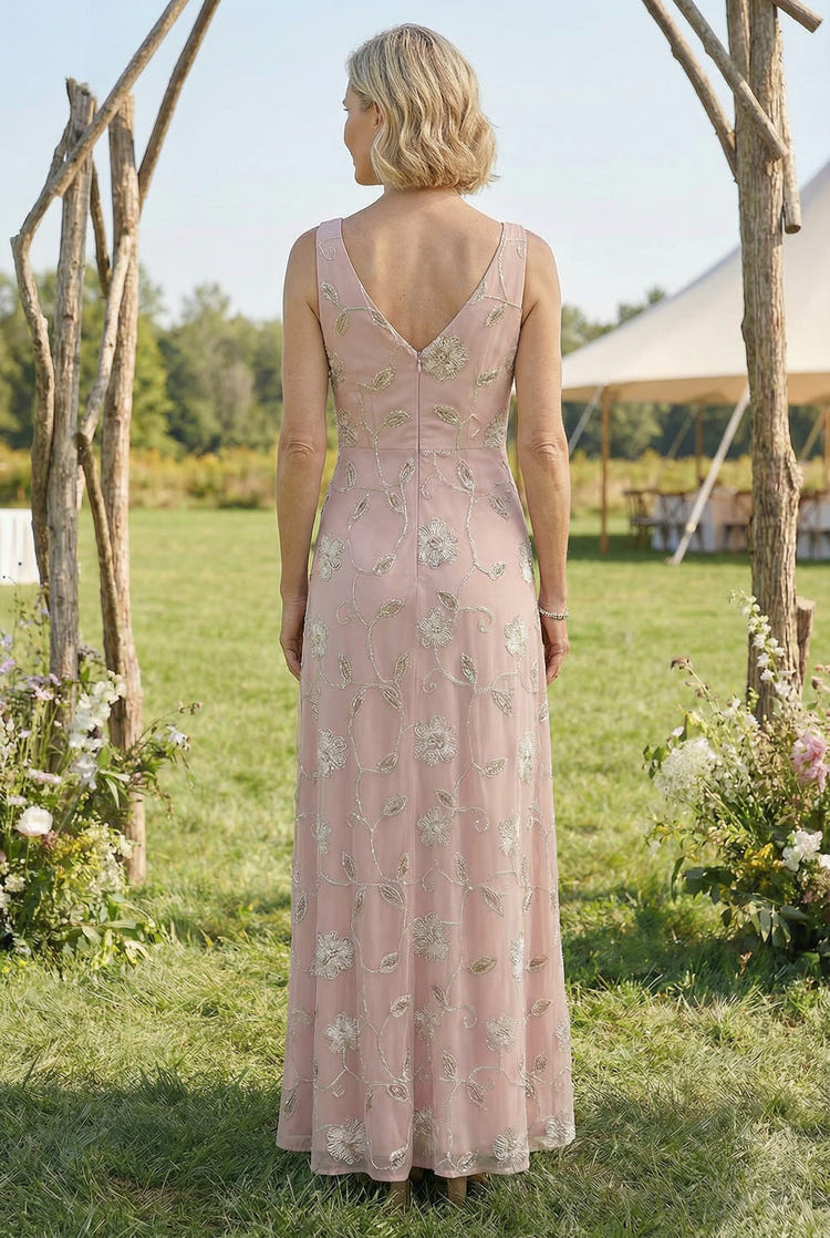A-Line V Neck Floral 2 Pieces Mother of the Bride Dresses