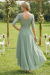 Chiffon A-Line Crew Neck Lace Applique  Mother of the Bride Dresses