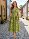 Lace A-Line V Neck Sequin Embroidery Mother of the Bride Dresses