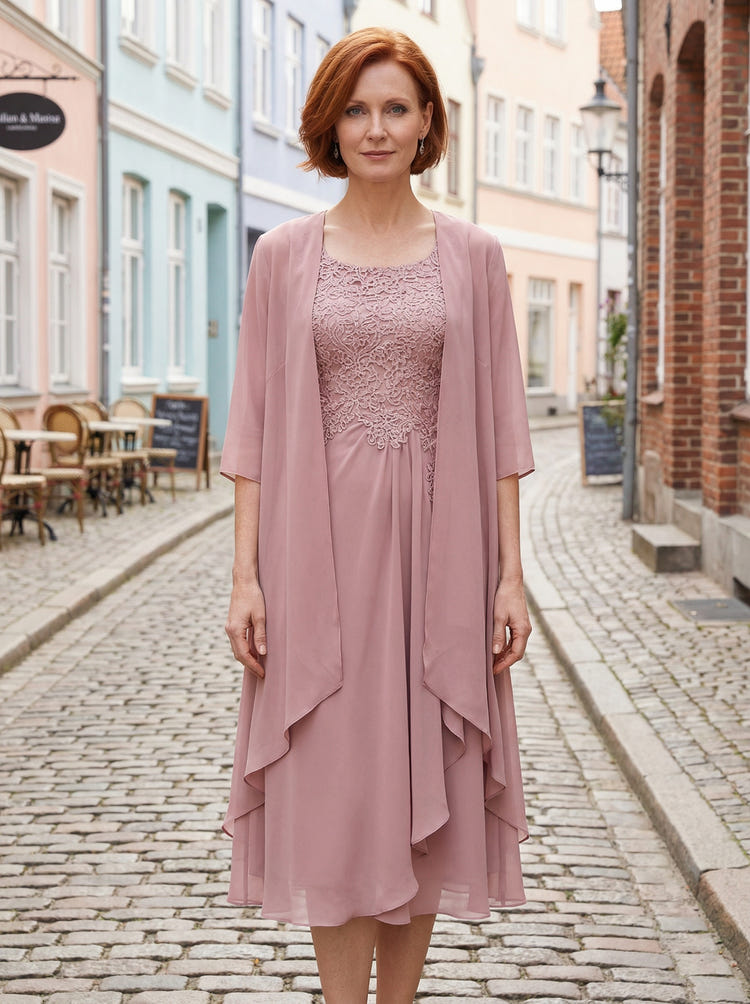Lace Applique 2 Pieces Mother of the Bride Dresses with Jacket