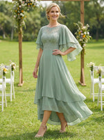 Chiffon A-Line Crew Neck Ruffles Mother of the Bride Dresses