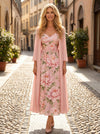 Chiffon Floral Print 2 Pieces Mother of the Bride Dresses with Jacket