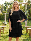 Chiffon A-Line Crew Neck Tiered Mother of the Bride Dresses