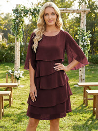 Chiffon A-Line Crew Neck Tiered Mother of the Bride Dresses