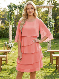 Chiffon A-Line Crew Neck Tiered Mother of the Bride Dresses