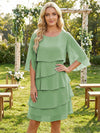 Chiffon A-Line Crew Neck Tiered Mother of the Bride Dresses