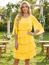 Chiffon A-Line Crew Neck Tiered Mother of the Bride Dresses