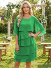 Chiffon A-Line Crew Neck Tiered Mother of the Bride Dresses