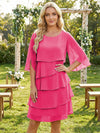 Chiffon A-Line Crew Neck Tiered Mother of the Bride Dresses