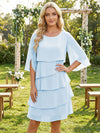 Chiffon A-Line Crew Neck Tiered Mother of the Bride Dresses
