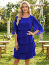 Chiffon A-Line Crew Neck Tiered Mother of the Bride Dresses