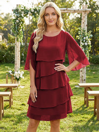 Chiffon A-Line Crew Neck Tiered Mother of the Bride Dresses