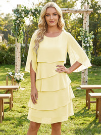 Chiffon A-Line Crew Neck Tiered Mother of the Bride Dresses