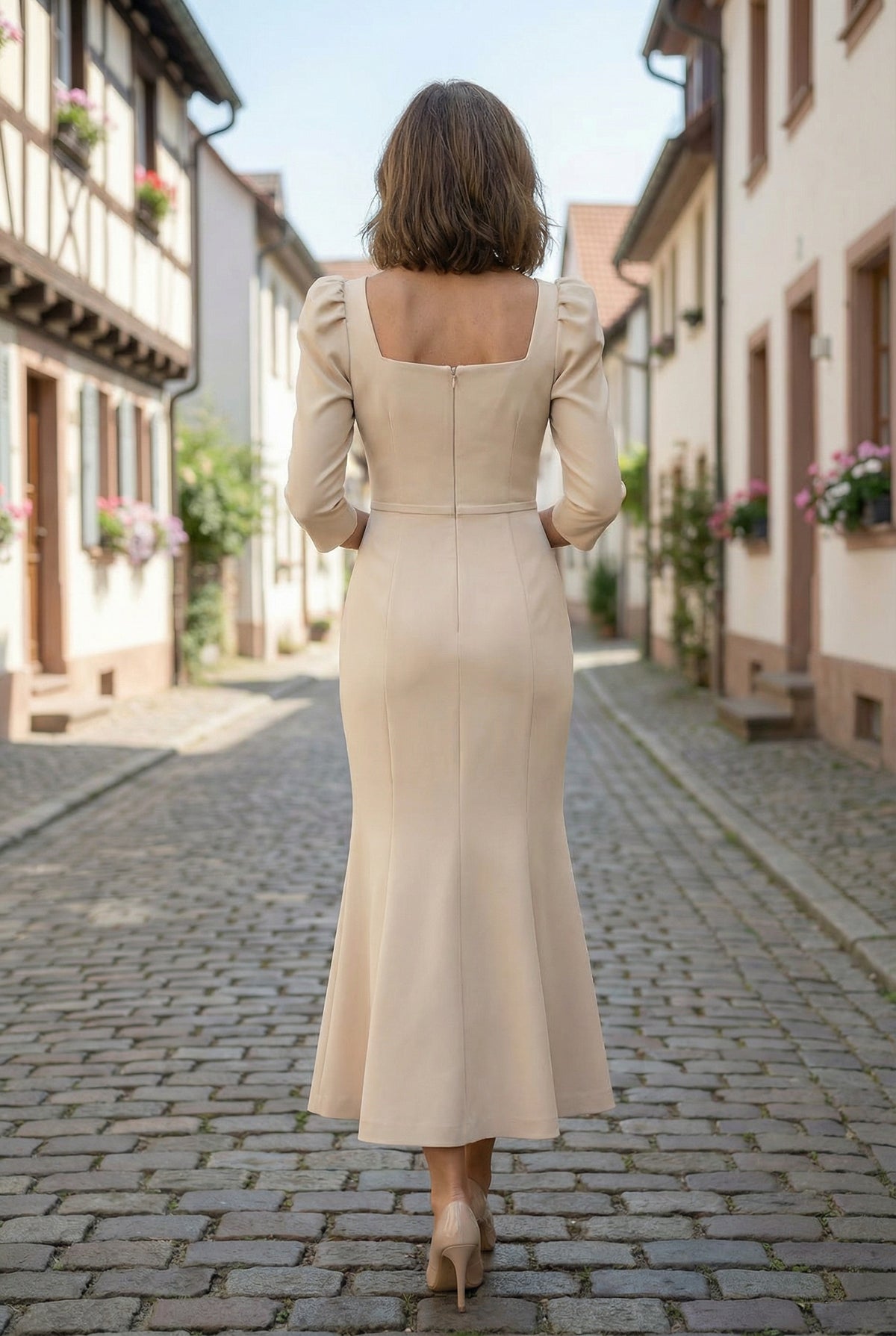 Satin Mermaid Square Neck Simple Mother of the Bride Dresses