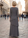 Chiffon A-Line Crew Neck Tiered Mother of the Bride Dresses