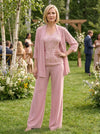Chiffon V Neck Sequin 3 Pieces Mother of the Bride Pantsuits