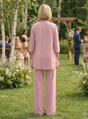 Chiffon V Neck Sequin 3 Pieces Mother of the Bride Pantsuits