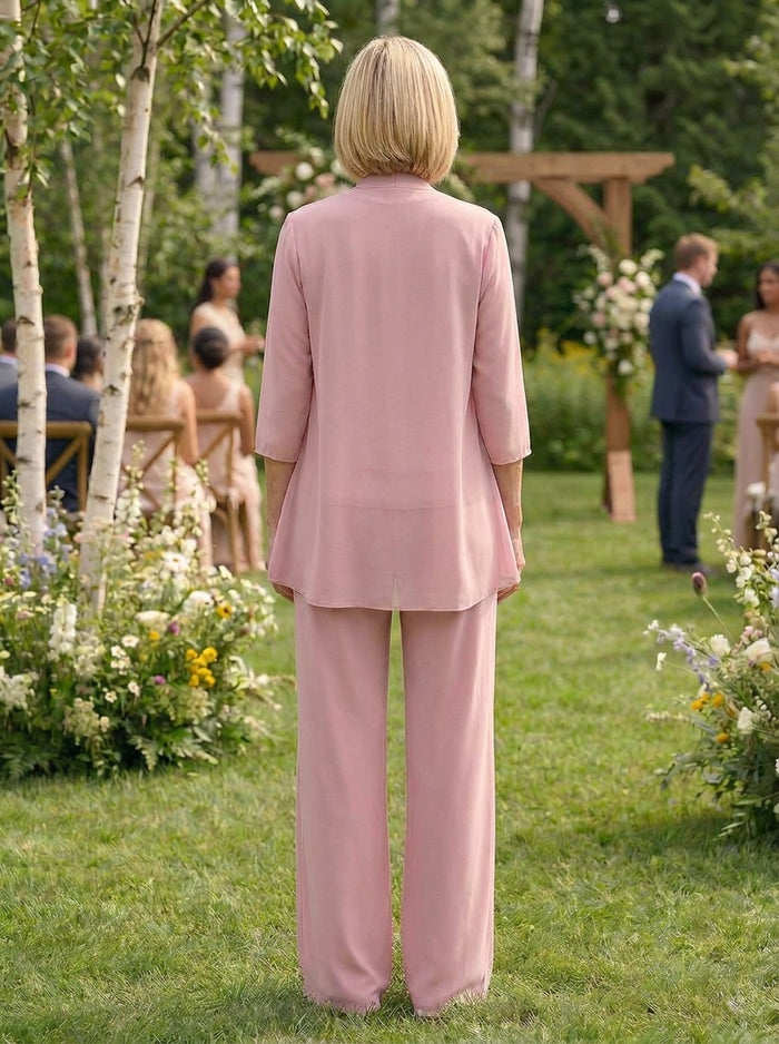 Chiffon V Neck Sequin 3 Pieces Mother of the Bride Pantsuits