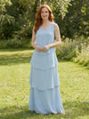 Chiffon Tiered 2 Pieces Mother of the Bride Dresses with Jacket