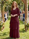 Chiffon Tiered 2 Pieces Mother of the Bride Dresses with Jacket