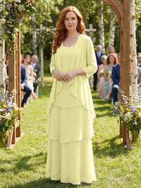 Chiffon Tiered 2 Piece Mother of the Bride Dresses with Wraps
