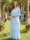 Chiffon Tiered 2 Pieces Mother of the Bride Dresses with Jacket