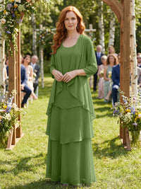 Chiffon Tiered 2 Piece Mother of the Bride Dresses with Wraps