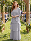 Chiffon Tiered 2 Pieces Mother of the Bride Dresses with Jacket