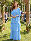 Chiffon Tiered 2 Pieces Mother of the Bride Dresses with Jacket