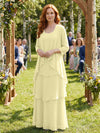 Chiffon Tiered 2 Pieces Mother of the Bride Dresses with Jacket