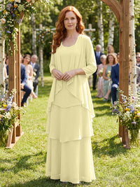 Chiffon Tiered 2 Piece Mother of the Bride Dresses with Wraps