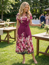 Jersey A-Line V Neck Floral Print Mother of the Bride Dresses