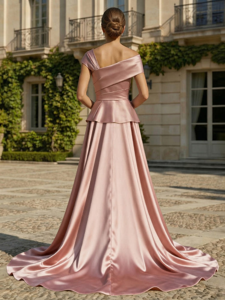 Floral Sheath Off the Shoulder Front Slit Mother of the Bride Dresses