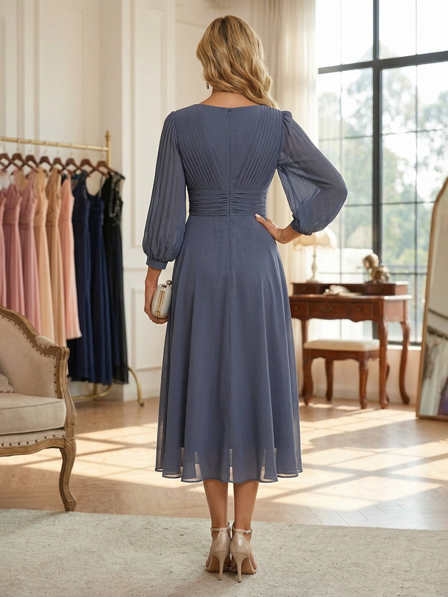 Chiffon A-Line V Neck Pleated Mother of the Bride Dresses