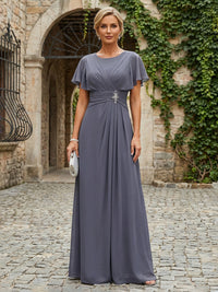 Chiffon A-Line Round Neck Rhinestone Mother of the Bride Dresses