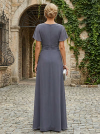 Chiffon A-Line Round Neck Rhinestone Mother of the Bride Dresses